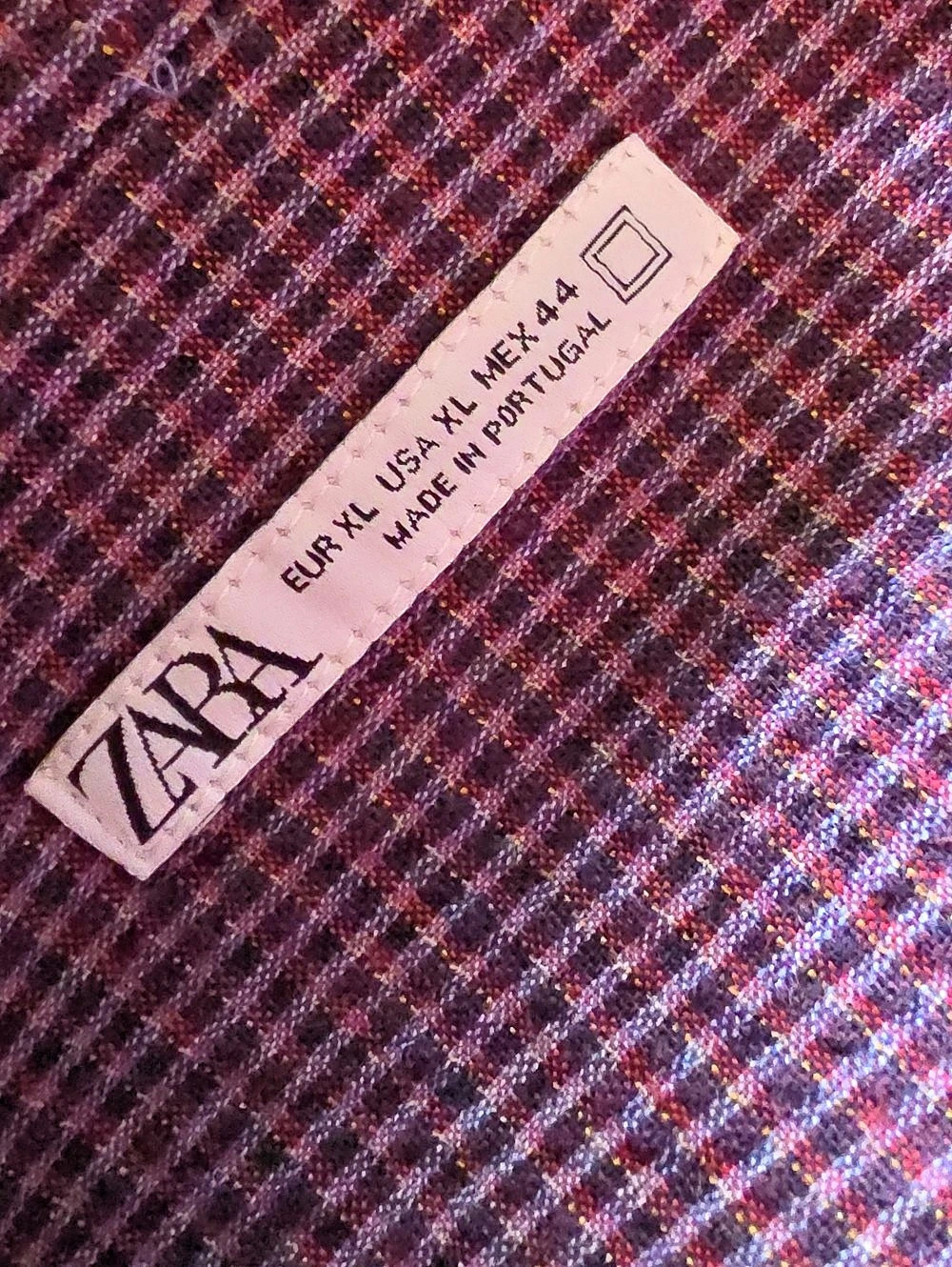 ZARA (Portugal) Men's Purple Seersucker Pure Cotton Button Down Shirt XL